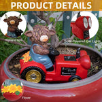 Solar Highland Cow Driving Car Garden Decor Statue, Outdoor Solar Light Decoration for Yard, Patio, Housewarming, Lawn, Birthday Gift for Women, Mom